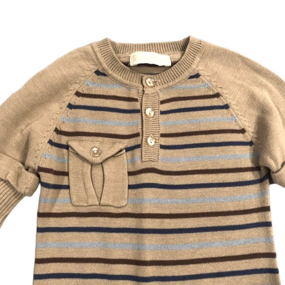 Toffee Moon 6-9m Striped Sweater Romper - Picture 2 of 7